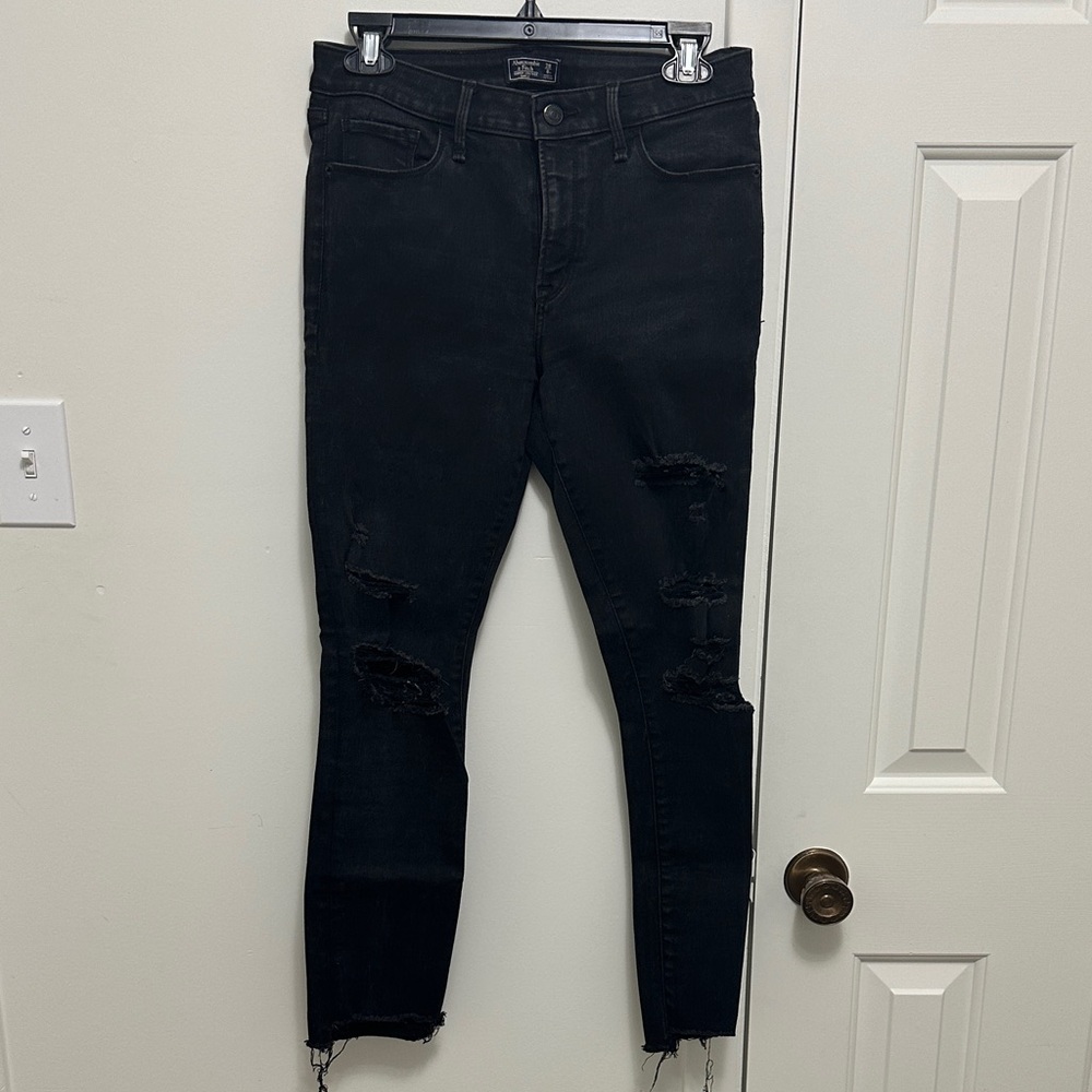 Abercrombie & Fitch Black Distressed Skinny Jeans